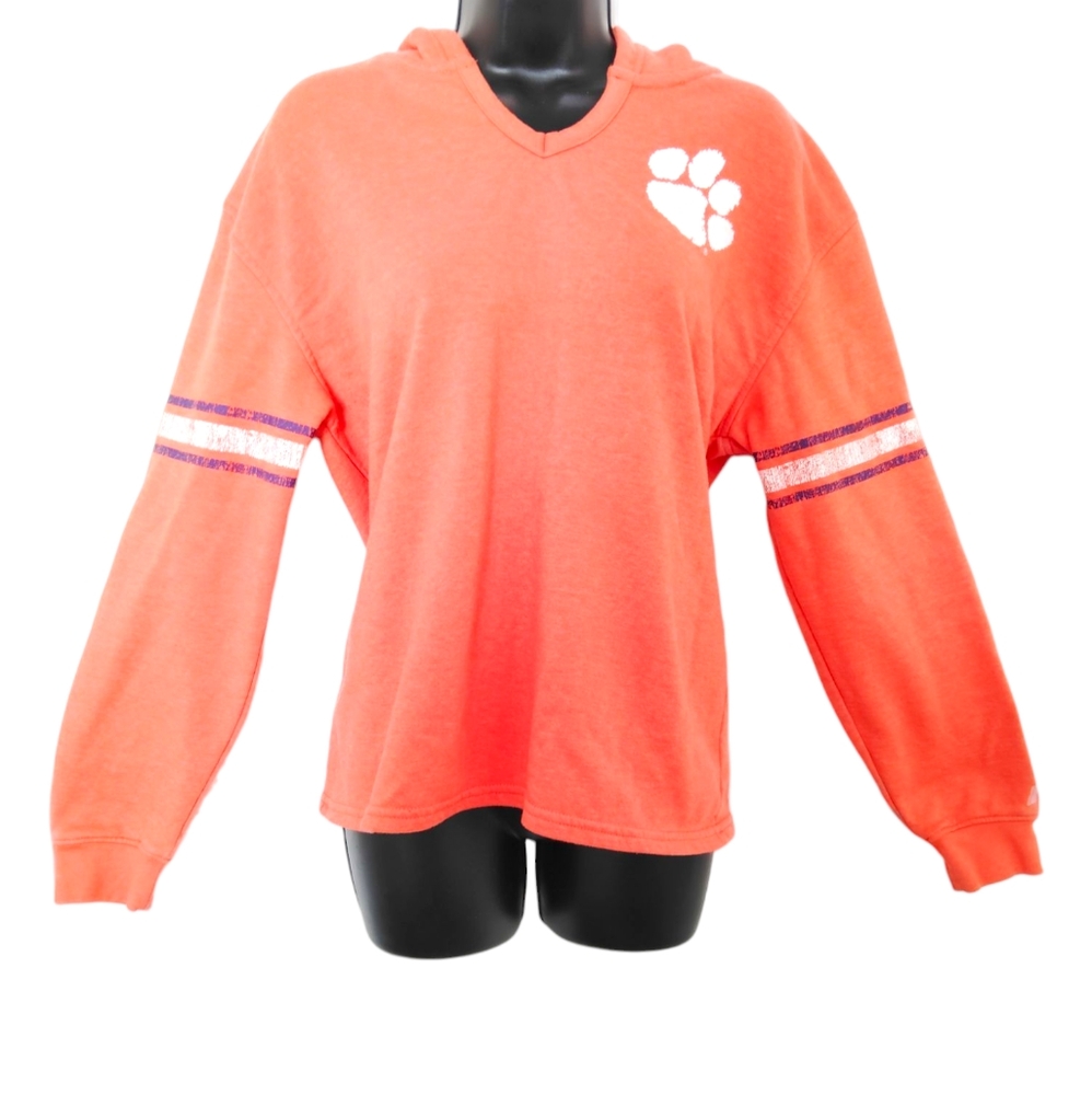 Russell Clemson Long Sleeve‎ V-Neck Hooded Sweatshirt Sz M